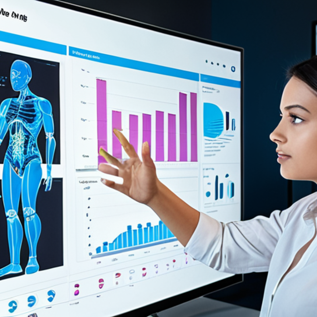 **Prompt:** A modern office scene depicting a human worker collaborating with an AI interface on a large display. The AI is analyzing complex data, while the human is reviewing the AI's suggestions with a thoughtful expression. The scene should convey a sense of teamwork and augmented intelligence, with charts and graphs subtly visible in the background.
