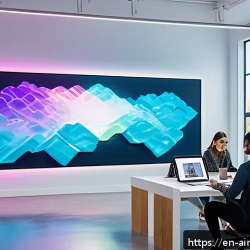 Home 31 AI와 함께 발전하는 인간의 창의성 - A futuristic creative studio featuring a diverse group of artists and designers collaborating with a...